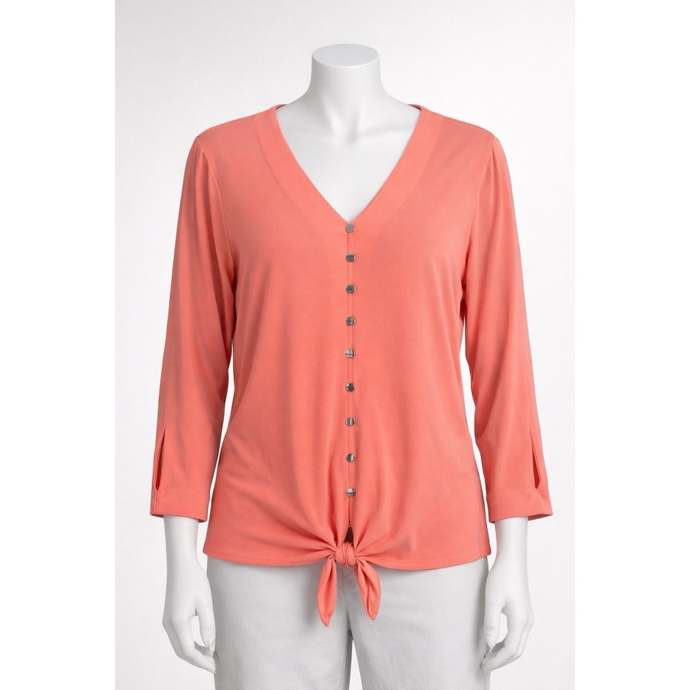 Kim Rogers , Petite Medium Cutout Sleeves And Front Tie And Button Up Front
